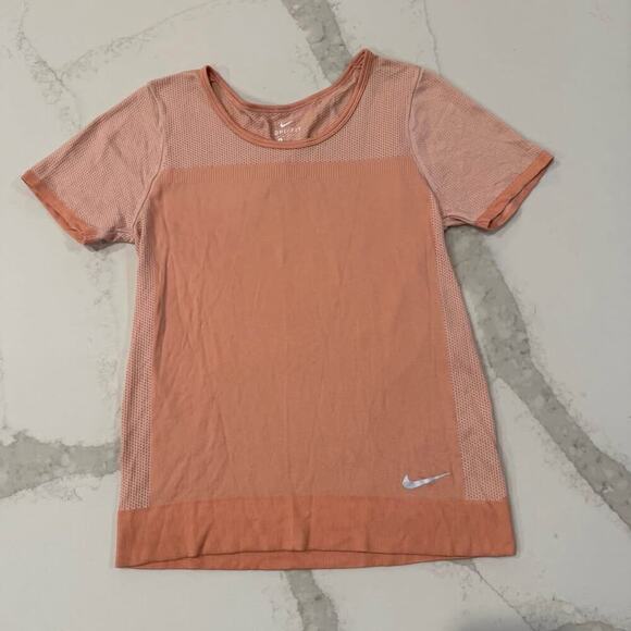Nike Tops - Nike Dri-Fit Infinite Short Sleeve Mesh Running Top Women's Small Peach Orange